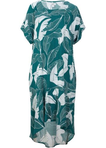 Neu Vokuhila-Kleid Gr. 50 Petrol Floral Damen Freizeitkleid Midi Casual-Dress - Bild 1 von 1