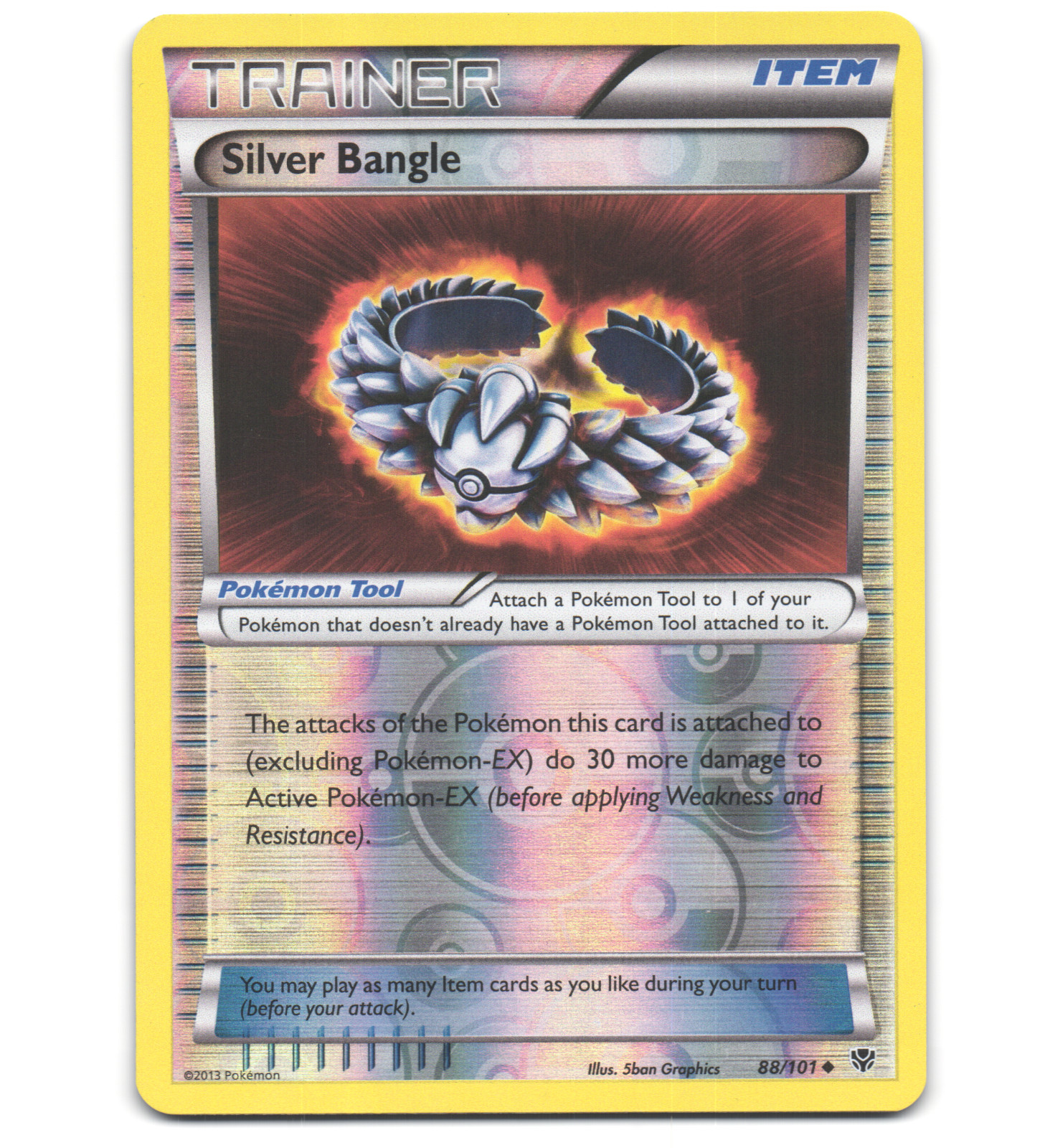 Pokemon 2013 Near Mint NM Silver Bangle 88/101 Plasma Blast REVERSE Card
