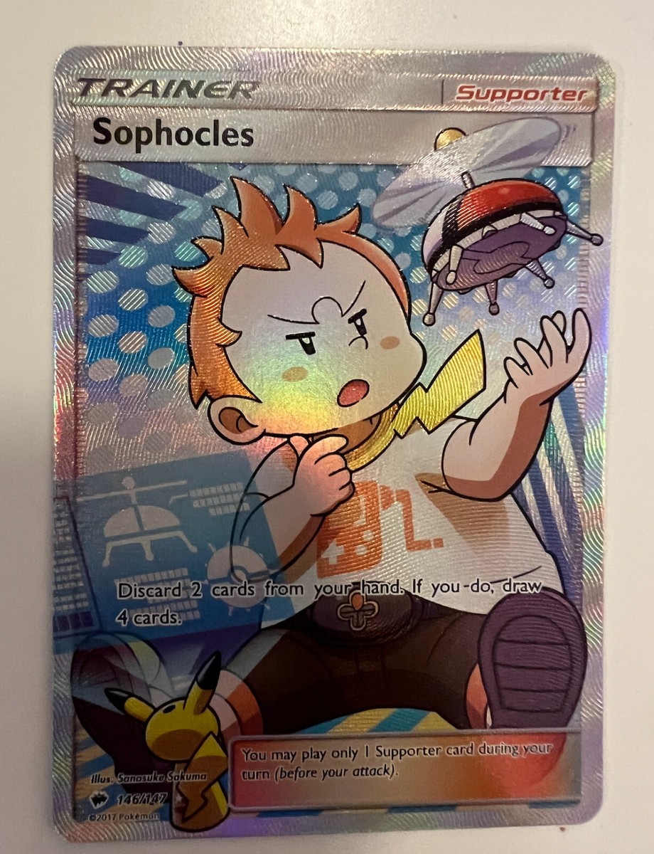 sophocles pokemon card Sophocles Full Art Trainer 146/147 Burning Shadows Pokemon Card EXC