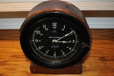 Unusual Seth Thomas Ships Deck Clock Antique with Leather Outer Case Wood Back..