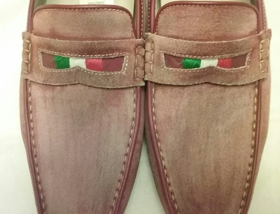 Zapatos de Conductor Bacco Bucci Rosa Sucio/Rojo Gamuza Para Hombre Bandera Italiana Talla 10.5 Foto 2 de 4