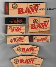 8 Packs RAW Rolling Paper TIPS SAMPLER Bundle 8 styles ASSORTED - 289 TOTAL