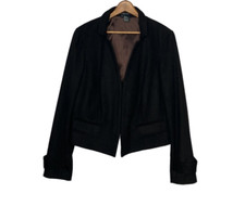 New Etcetera Size 14 Cocoa Bean Brown Wool Cashmere Crop Cropped Blazer Jacket