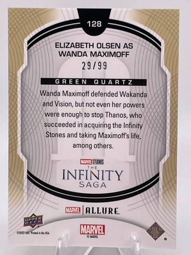 2022 Marvel Allure - cuarzo verde /99 - # 128 Elizabeth Olsen como Wanda Maximoff - Imagen 2 de 2