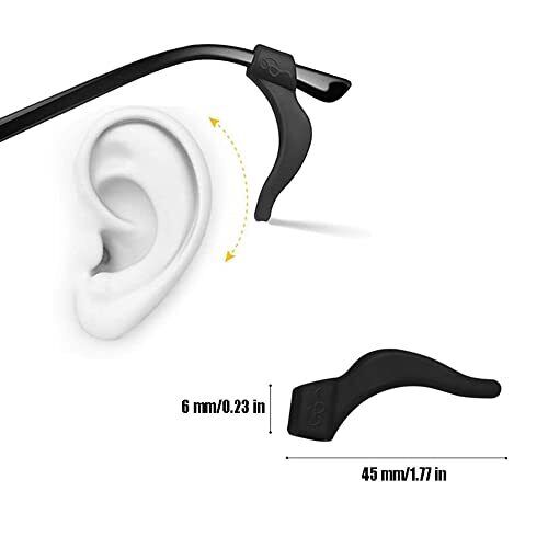 Eyeglasses Ear Grips, Anti-Slip Elastic Comfort Glasses Retainers for Black - Picture 3 of 6
