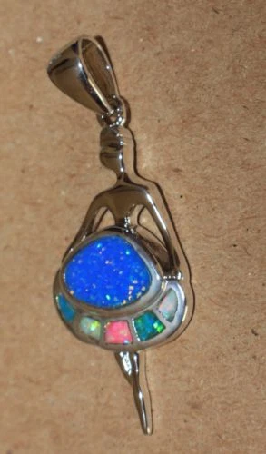 1 огонь опал ожерелье кулон драгоценные камни серебряная пластина ювелирных изделий шикарный коктейль балерина - Изображение 4 из 4