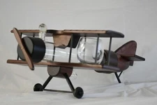 Whiskey Decanter Airplane Set and 2 Airplane Glasses Antique