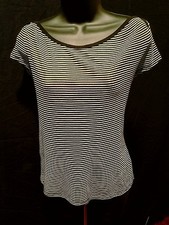 BLACK WHITE STRIPES KNIT TOP T-SHIRT SHORT SLEEVE SIZE M MEDIUM RTL 24