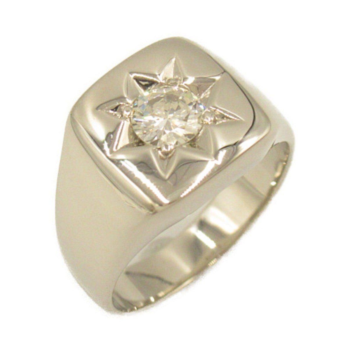 JEWELRY Diamond Ring Pt850 Platinum Clear Used US size #6.75 | eBay