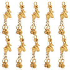 10 Pcs Year of The Horse Decor Good Luck Pendant Golden Keychian