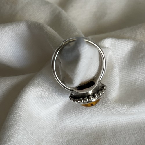 Vintage Sterling Silber Cabochon Bernstein Damen Ring - Bild 4 von 13