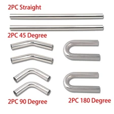 OD 2''-4''DIY Custom Straight & Mandrel Bend (45/90/180 Degree) Exhaust Pipe-2PC