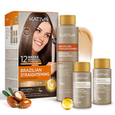 KATIVA Brazilian Keratin Treatment Kit At-Home Hair Straightening Up to 12 Weeks