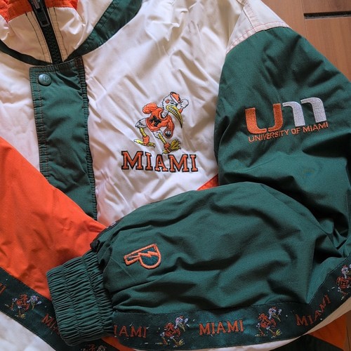 Vintage Miami Hurricanes Jacket Mens Large University Authentic Pro Player NCAA - Picture 2 of 19