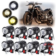 8 Pack Motorcycle LED Driving Fog Lights Kit 12v White/Amber Motor Auxiliary