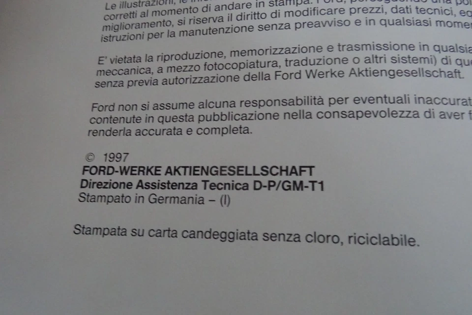 catalogo assistenza tecnica Ford Puma 1997 carrozzeria sistemi elettrici - Immagine 2 di 4