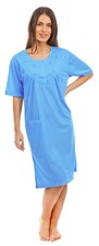 i-Smalls Ladies Soft Cotton Short Sleeve Embroidery Nightdress