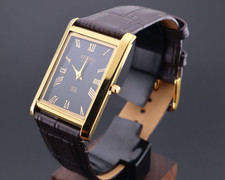 Vintage Seiko Slim Tank Black Dial Gentlemen's Quartz Wrist Watch