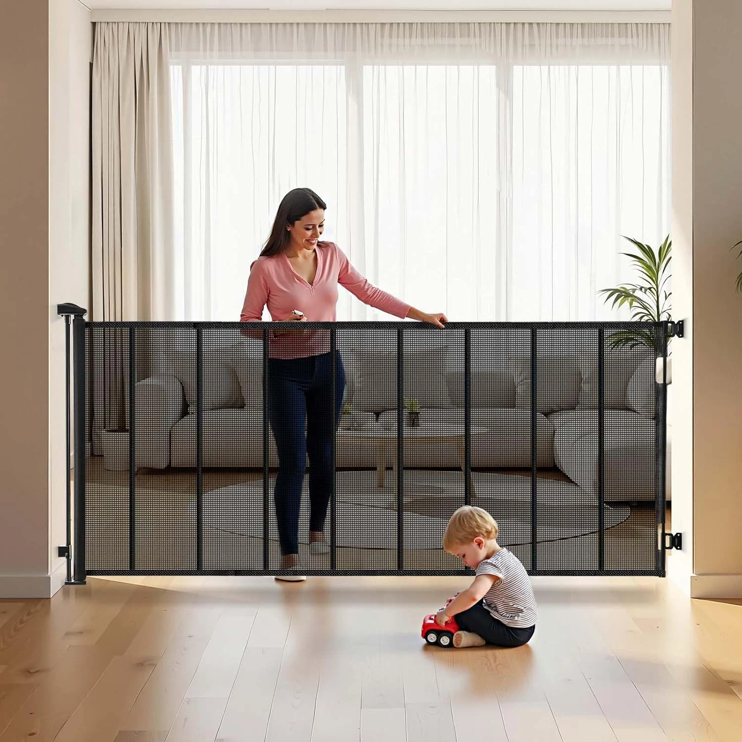 Extra Wide Retractable Baby Gate - 202.7" x 39" - Indoor/Outdoor Safety Gate