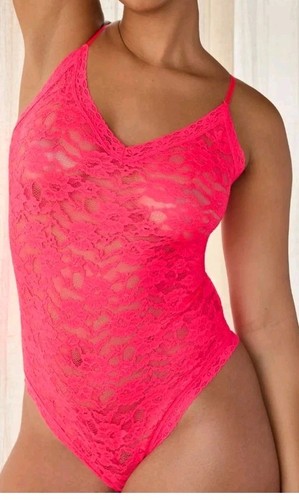 By Anthropologie Damen Body mit V-Ausschnitt und transparenter Spitze, rosa, Größe M - Bild 9 von 10