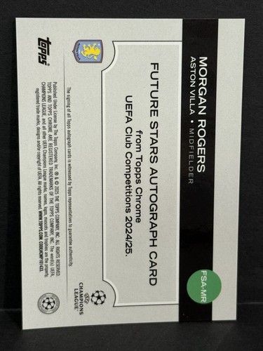 2024-25 Topps Chrome UCC Aston Villa Morgan Rogers Auto Gold Geometric /50 - Picture 4 of 4