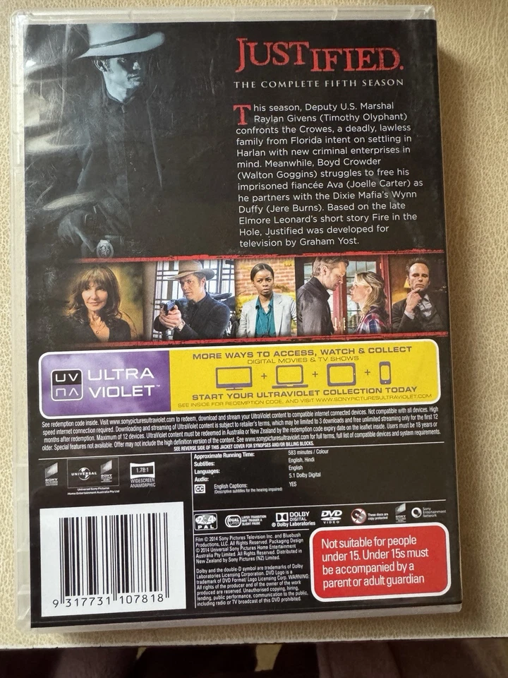 Justified The Complete Fifth Season Five DVD Region4. Free Postage - image 2 of 2