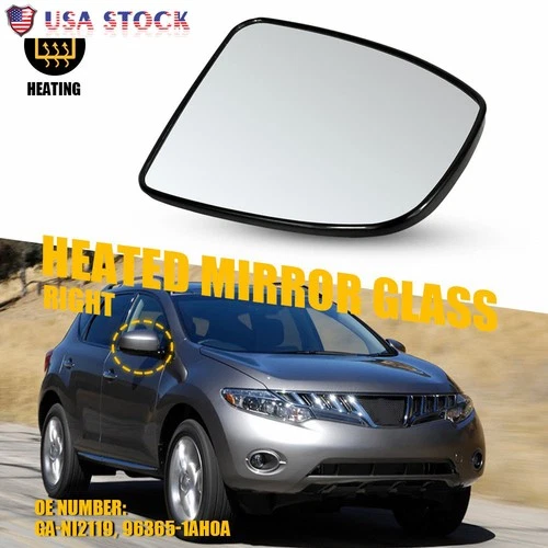 Exterior RH Passenger Mirror Glass w/ Backing Plate Fits Nissan Murano 2009-2014