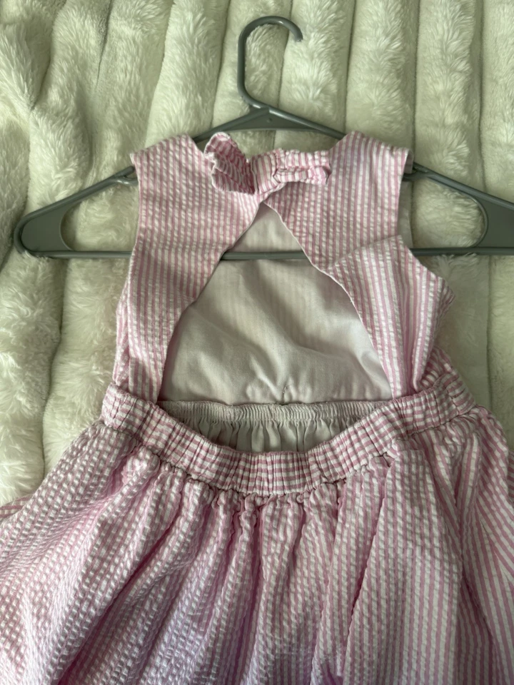 Vestido Florence Eiseman Niñas Talla 6 Rosa Guinga Sin Mangas con Detalles Lindos Foto 3 de 4