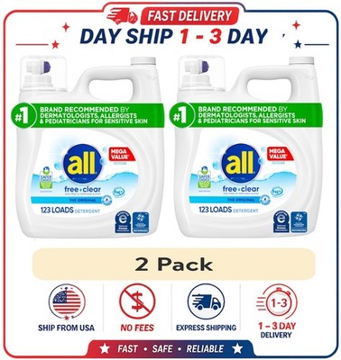 ( 2 pack ) all Free Clear Liquid Laundry Detergent, 154 oz, 123 Loads
