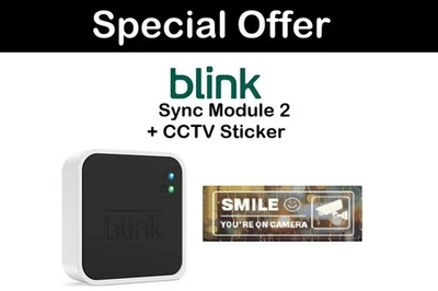 Blink Home Security System Sync Module 2 + adesivo trasparente per finestra CCTV
