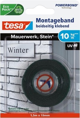 Tesa Powerbond Montageband für Ziegel und Stein, 10 kg Haltekraft pro Meter