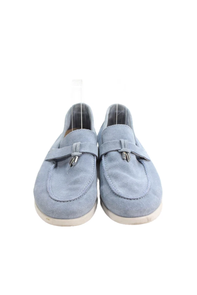 Mocasines de gamuza con punta redonda sin cordones Mephisto para mujer azul blanco talla 10 Foto 2 de 4