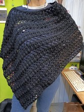 Coprispalle  Stola Scialle ad uncinetto  nero filo lurex