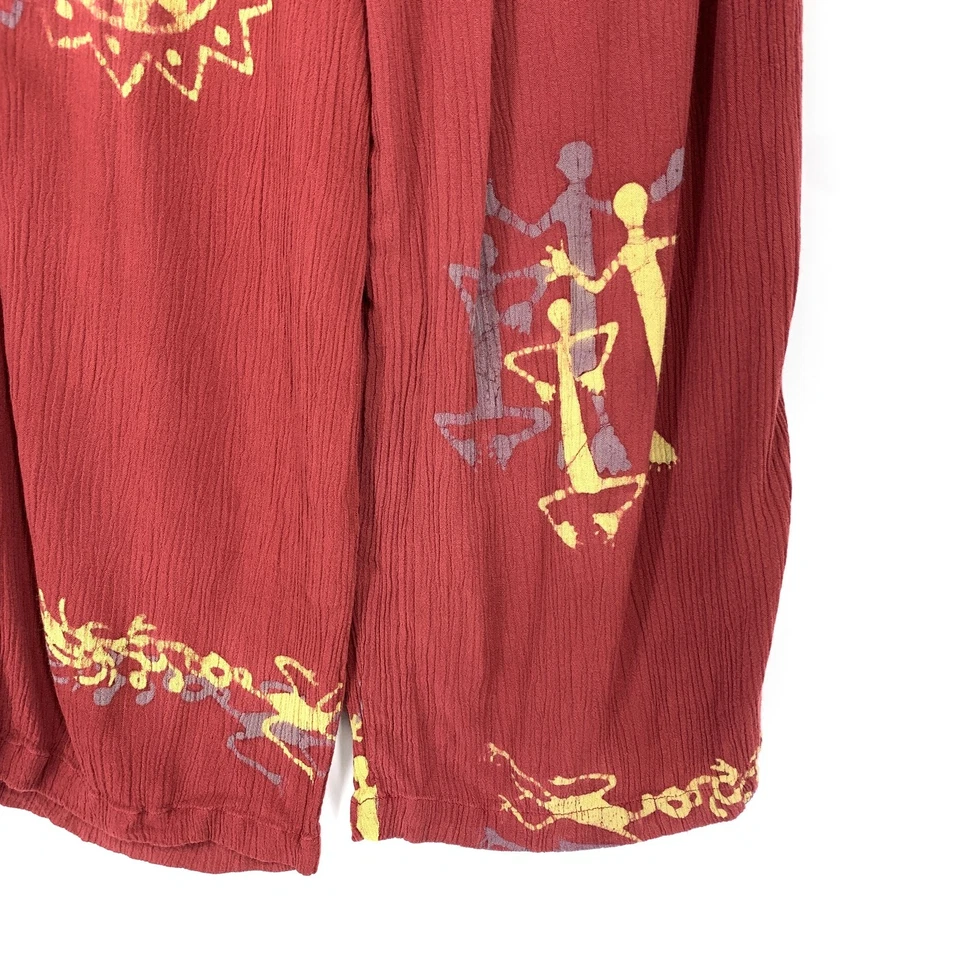 Mission Canyon Santa Barbara Cropped Boho Pants Womens One Size Red Drawstring - Image 4 of 4