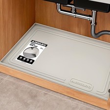 Under Sink Mat 22 X 19, Waterproof Silicone Cabinet Kitchen Liner, Beige