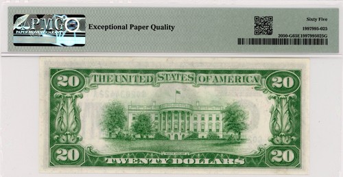 1928 $20 CHICAGO Federal Reserve Note, FR.2050-G, PMG 65 EPQ-Redeemable In Gold - Picture 2 of 2