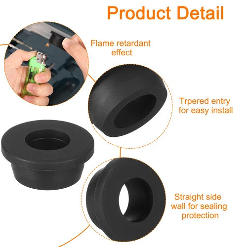 4Pcs 5/8" ID, 1" Drill Hole Rubber Grommets Fit 16mm Wire, Black - Picture 5 of 6