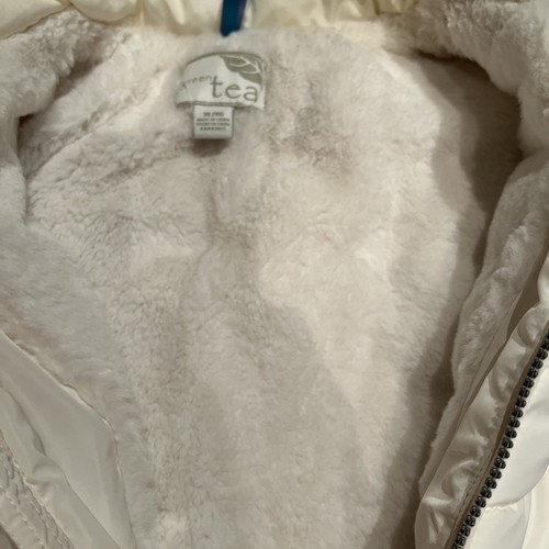 Green Tea Puffer Vest Womens XL Ivory Sherpa Lined Insulated Winter Outerwear - Picture 6 of 12