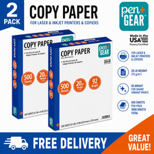  2 Pack Pen Gear Copy Paper, 8.5" x 11", 20 lb ,White , 500 Sheets Total 1,000