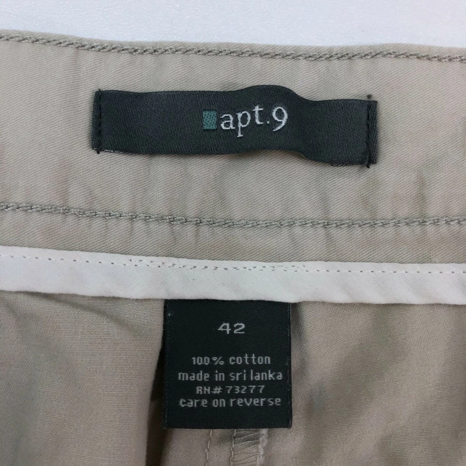Apt. 9 Pantalones Cortos Chinos Para Hombre 42 Tostados Frente Plano Ajuste Regular Bolsillos Cortados 100% Algodón Foto 3 de 4