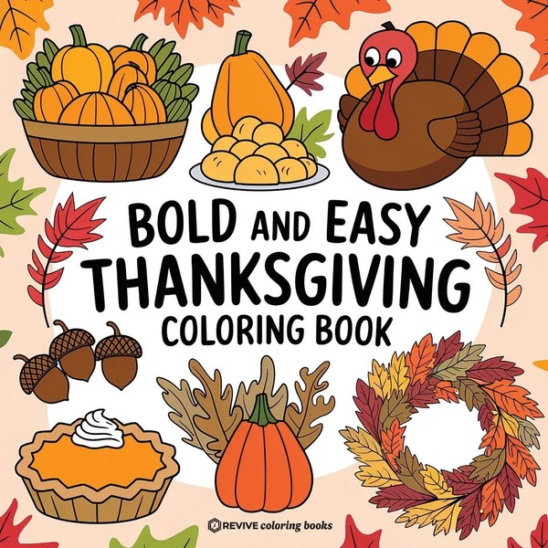 Bold & Easy Thanksgiving Coloring Book Revive Coloring Books Taschenbuch 2025-image