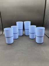 Lot Of 6. Vintage Tupperware Blue Stackable 18 oz 12 oz Tumblers 2412 2413