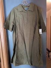 Karen Scott Women’s Shirt Mini Dress Plus Size 1X 100% Cotton Winter Moss Green 