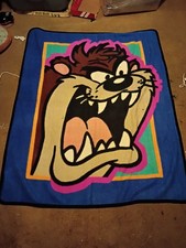 Vintage 1996 Warner Brothers Taz Fleece Blanket 54 Bye 44