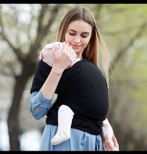 Baby Swaddle Carrier Sling Carrier One Size Fits All BLACK Stretch New 44lbs New