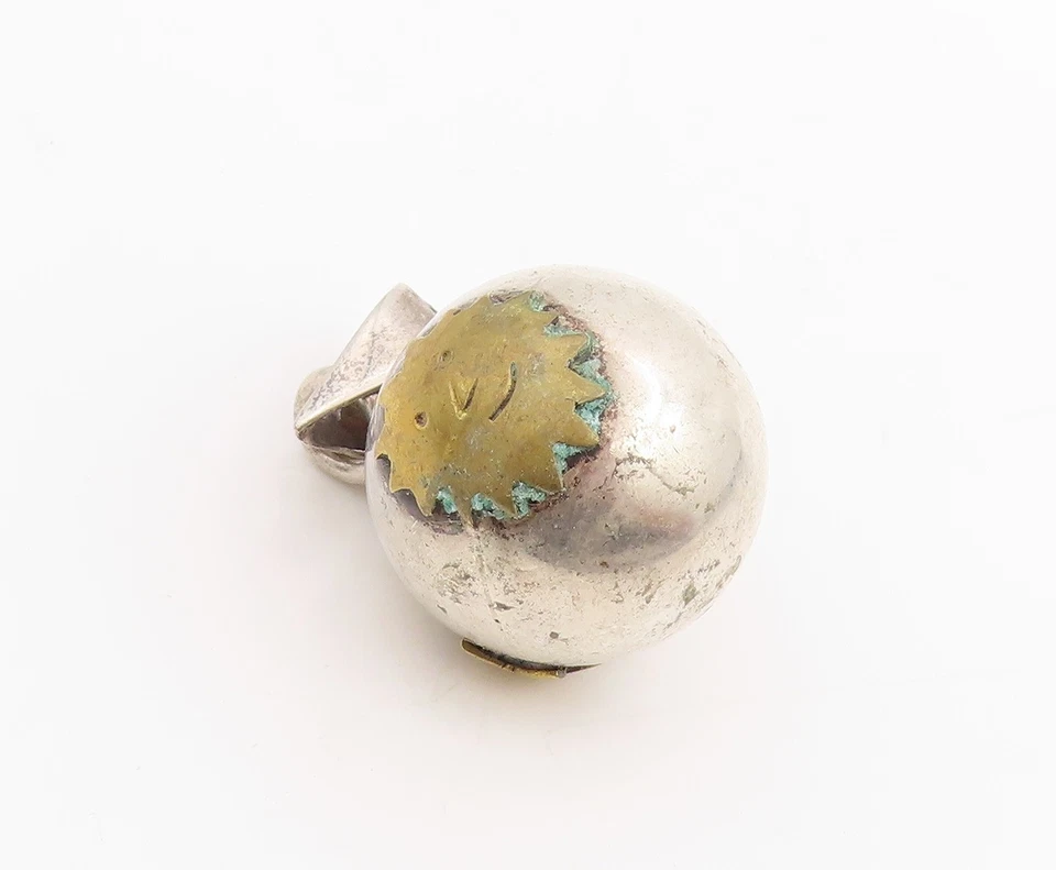 925 Sterling Silver Vintage Pendant Celestial Star Moon Sun Ball Jingles PT25238 - Image 4 of 4