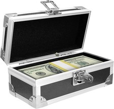 Caja de efectivo bloqueable con llave, caja de almacenamiento de dinero de aleación de aluminio y curva de una fila