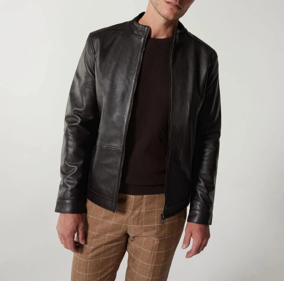 Men's Black Lambskin Pure Biker Leather Jacket Handmade Size XS S M L XL 2XL NEW