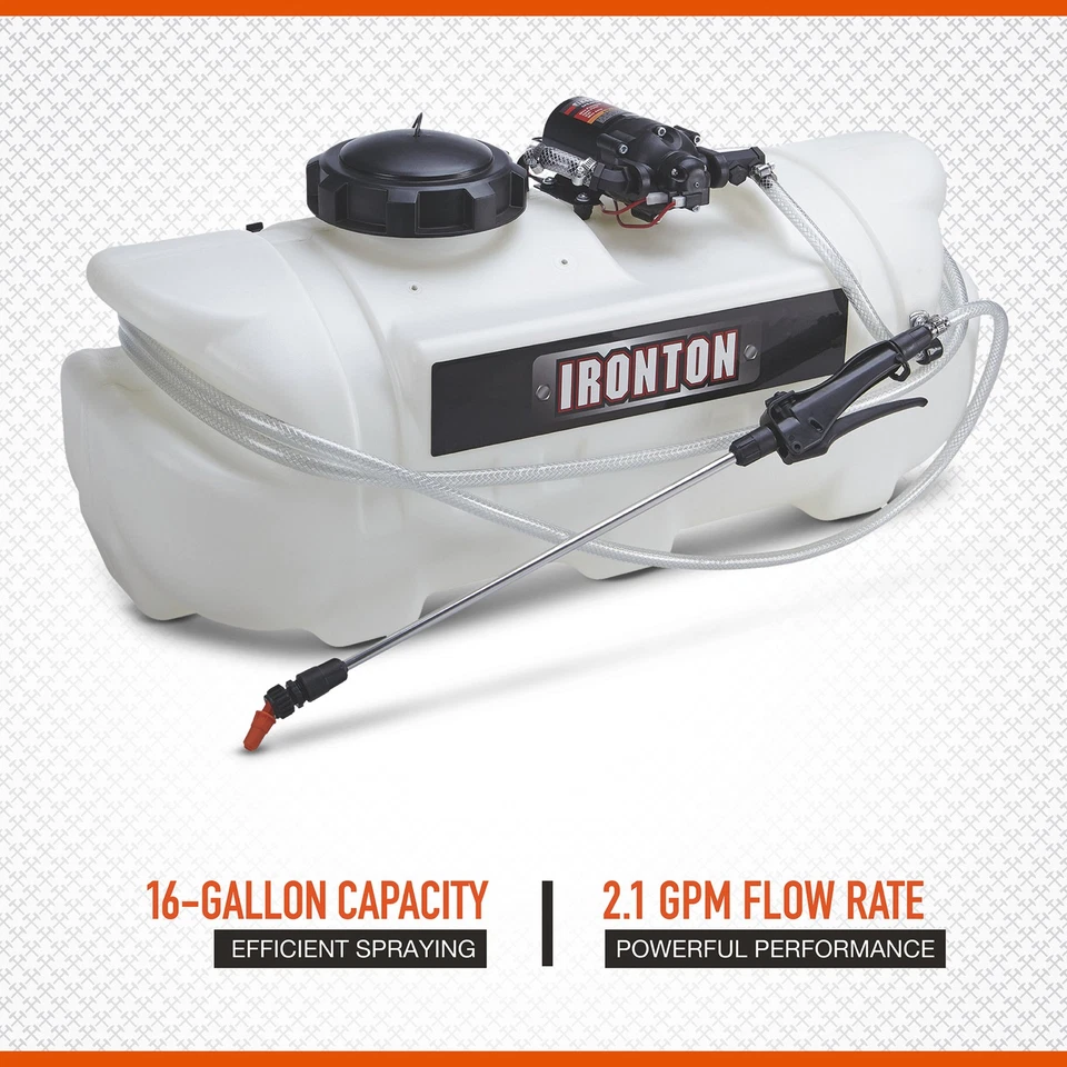 Pulverizador puntual Ironton ATV, capacidad de 16 galones, 2,1 GPM, 12 voltios Foto 2 de 4