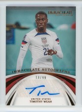 2022-23 Timothy Weah Panini Immaculate USMNT Autographed Soccer Card 13/99